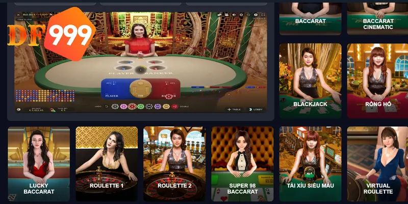 Đăng nhập tài khoản, đặt cược các game Casino của DF999